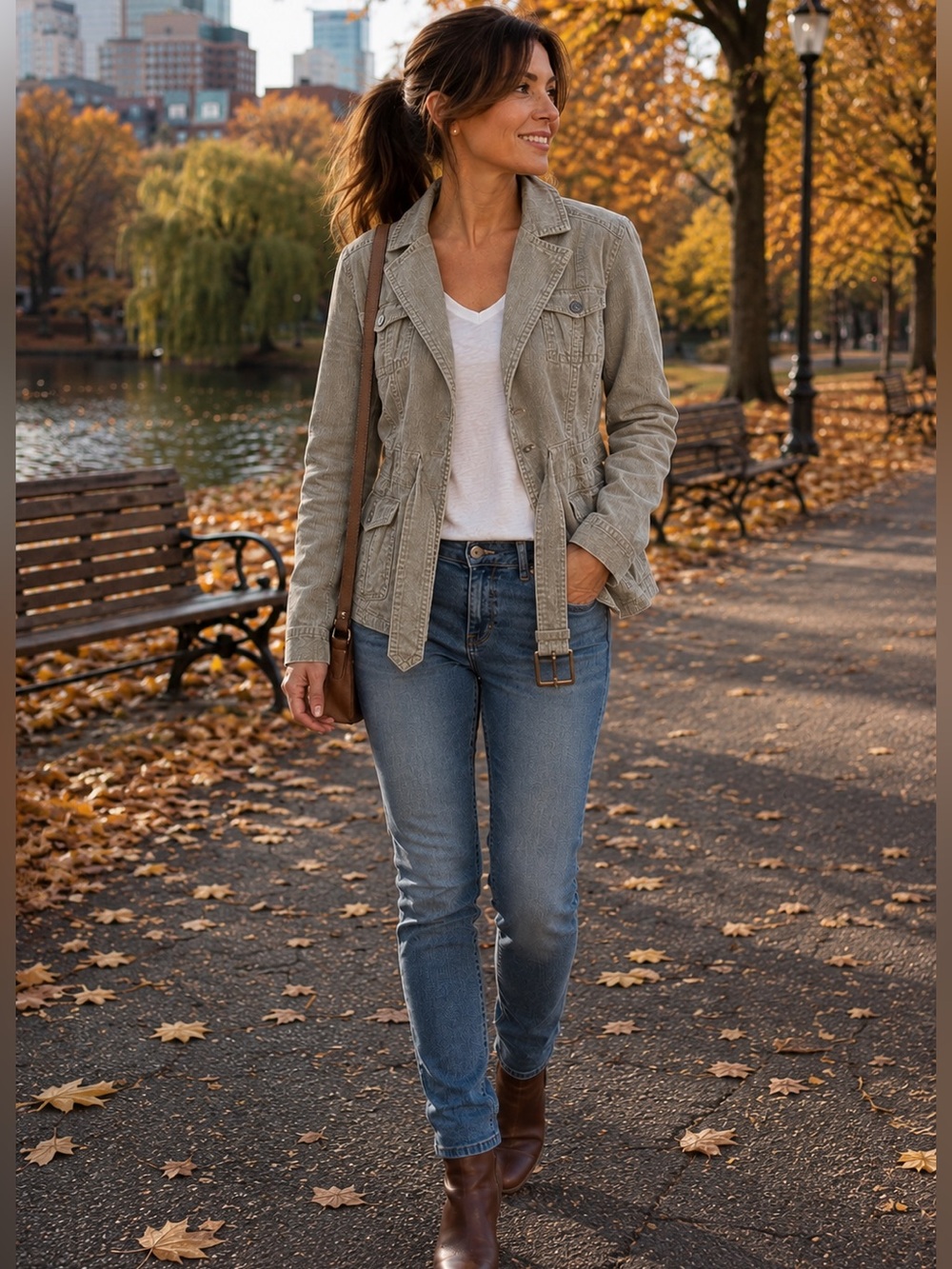 LOFT Women's Corduroy Jacket - Sage Green